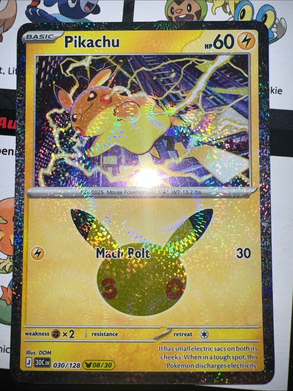 Pokemon Holographic Pikachu Card - Yellow, Black